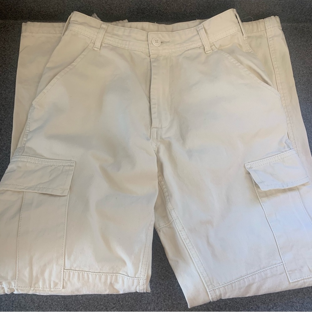 J. Galt Brandy Melville Cream Cargo Pants Women Size Small Utility Baggy